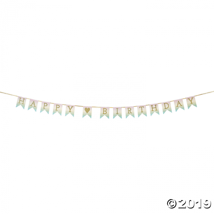 Pastel & Gold Happy Birthday Garland (1 Piece(s))