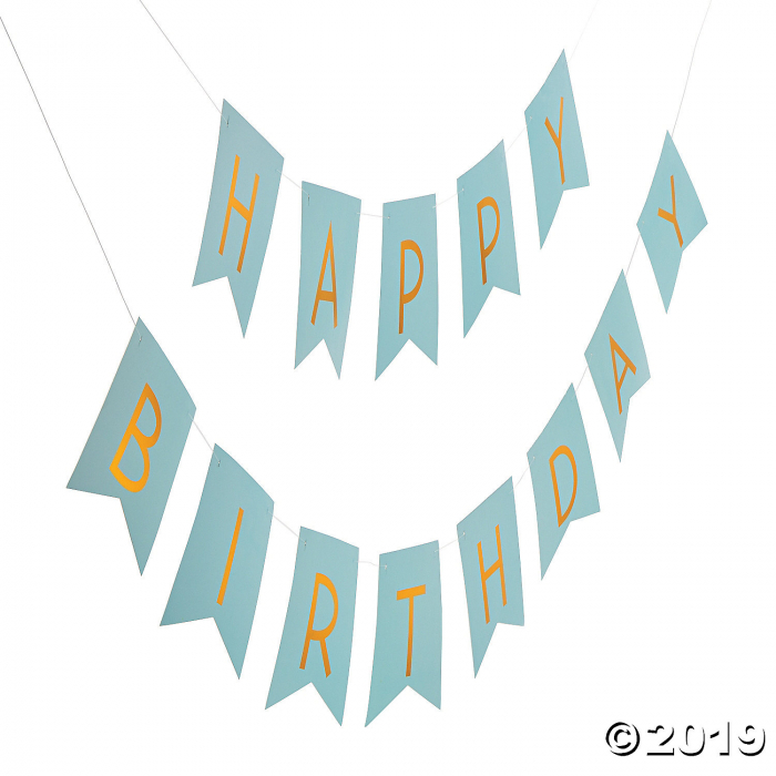 Blue & Gold Happy Birthday Garland (1 Set(s))