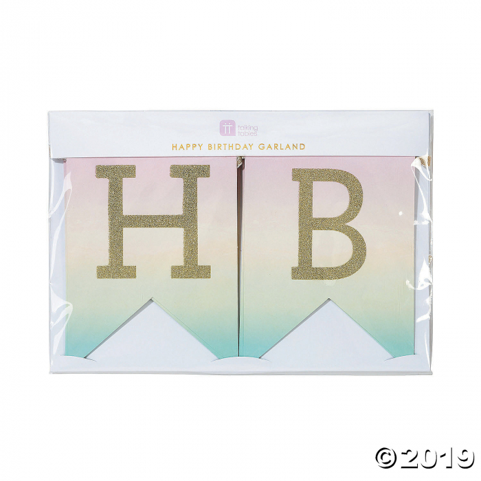 Pastel & Gold Happy Birthday Garland (1 Piece(s))