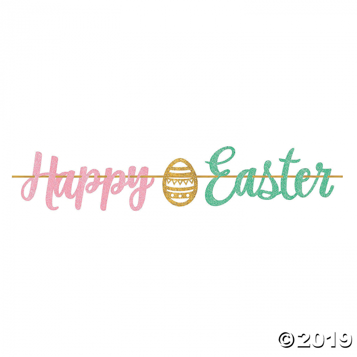 Happy Easter Glitter Garland (1 Piece(s)) Happy Easter Glitter Garland (1 Piece(s))