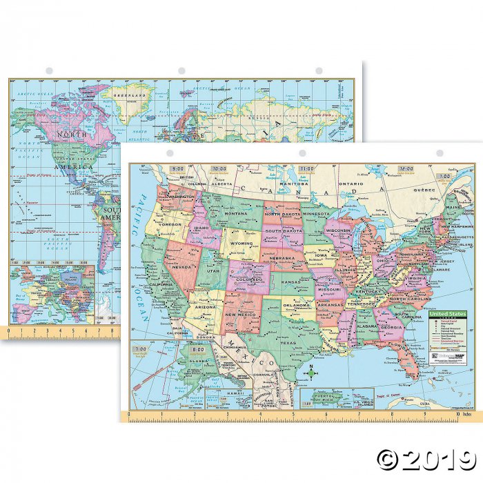 (12 Ea) Us & World Notebook Map (12 Piece(s))
