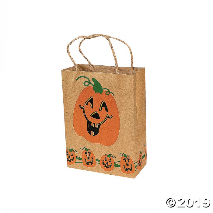 Medium Brown Jack-O'-Lantern Gift Bags (Per Dozen)