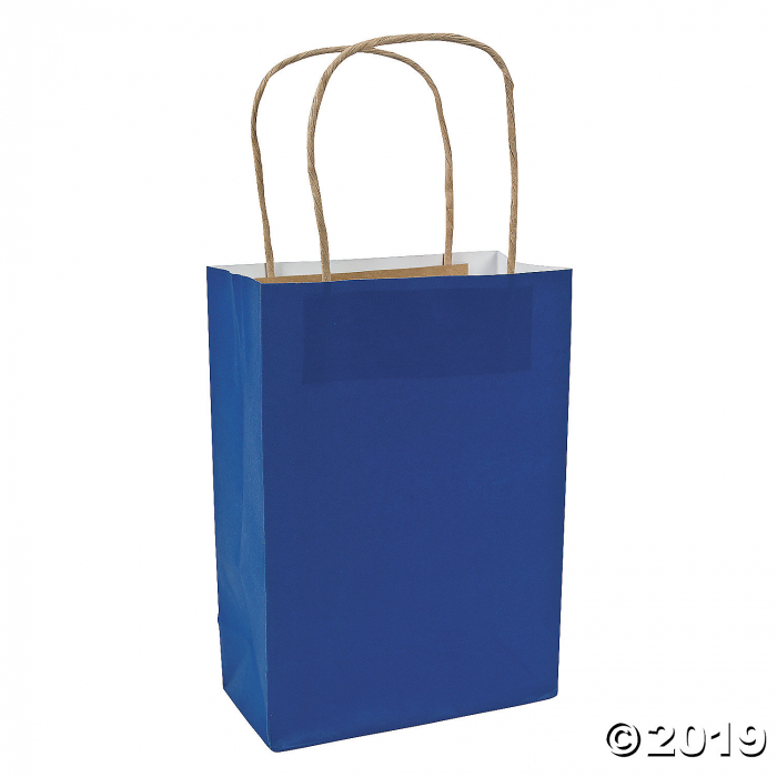 Medium Blue Kraft Paper Gift Bags (Per Dozen)