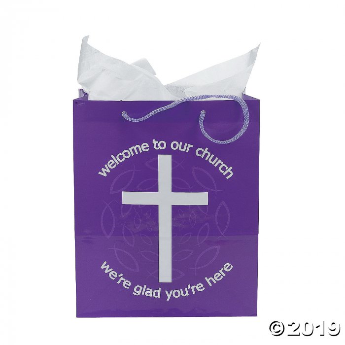 Medium Purple Welcome To Our Church Gift Bags (Per Dozen)