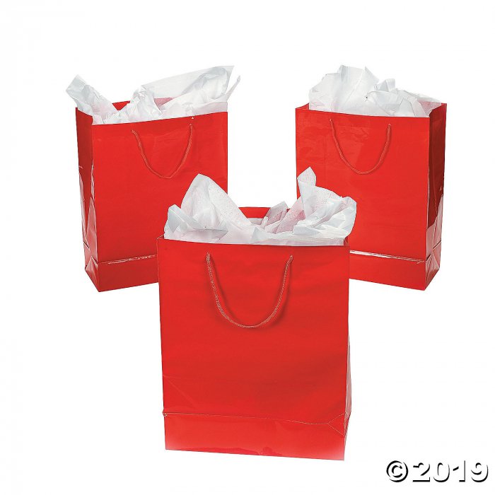 Large Red Gift Bags with Tags (Per Dozen)