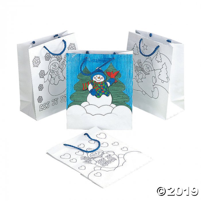 Color Your Own Medium Snowman Gift Bags (Per Dozen)