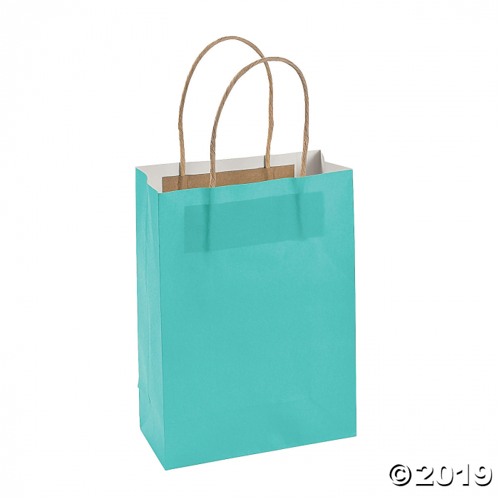 Medium Mint Green Kraft Paper Gift Bags (Per Dozen)