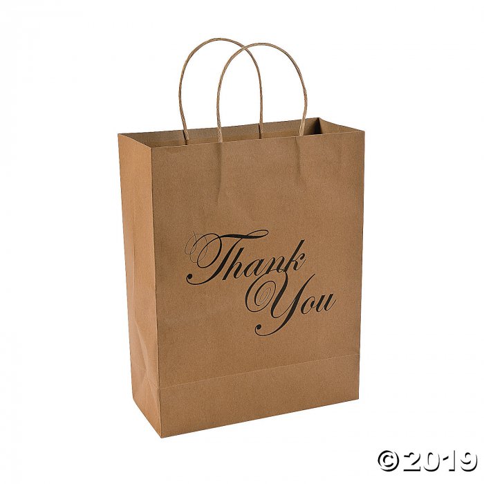 Large Thank You Kraft Paper Gift Bags (Per Dozen)