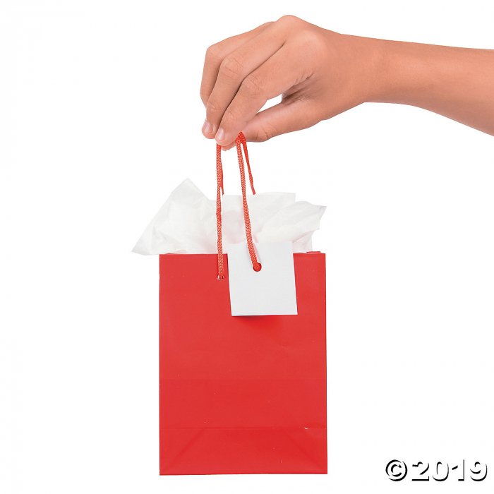 Small Red Gift Bags with Tags (Per Dozen)