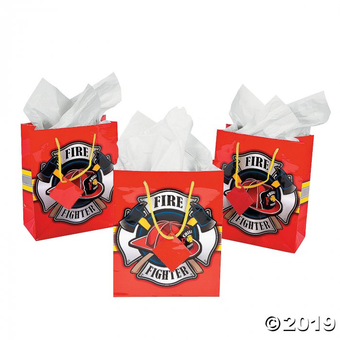 Medium Firefighter Party Gift Bags with Tags (Per Dozen)