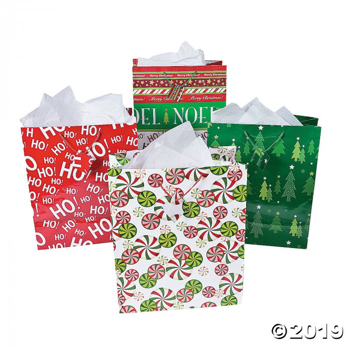 Large Christmas Gift Bags with Tags (Per Dozen)