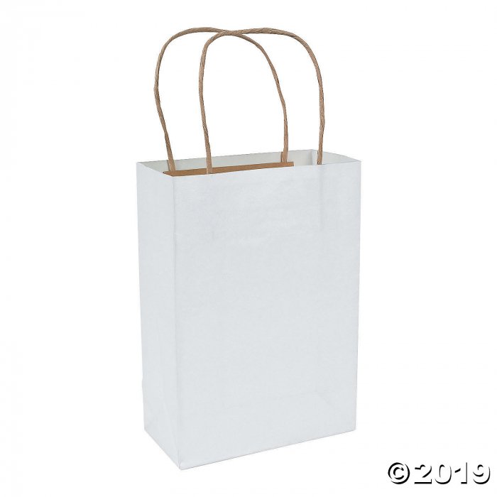 White Medium Kraft Paper Gift Bags - 36 Pc.