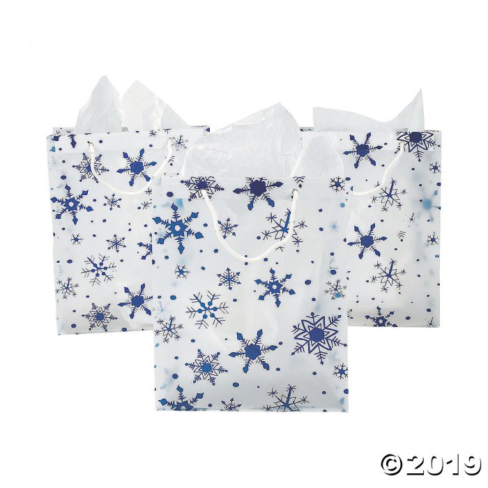 Large Clear Gift Bags with Snowflakes (Per Dozen)