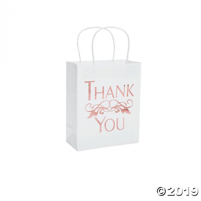 Medium Rose Gold Foil Thank You Gift Bags (Per Dozen)