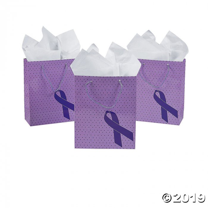 Medium Purple Awareness Ribbon Gift Bags (Per Dozen)