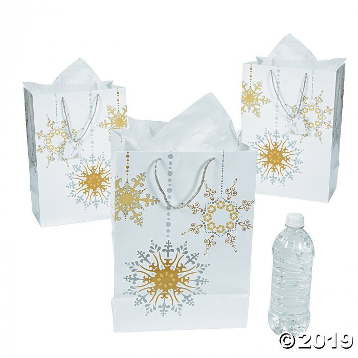 Large Gold & Silver Gift Bags with Tags (Per Dozen)