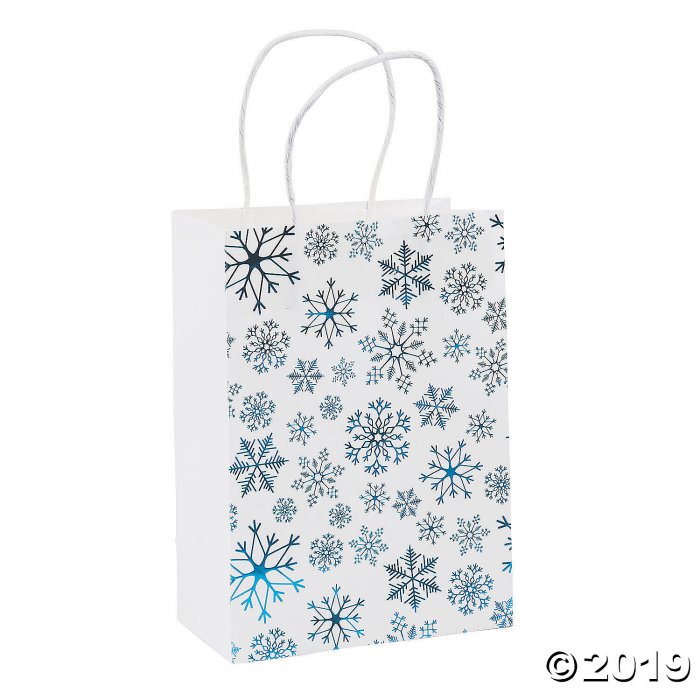 Medium Metallic Winter Kraft Paper Gift Bags (Per Dozen)