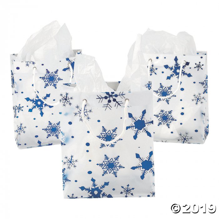 Medium Clear Gift Bags with Snowflakes (Per Dozen)