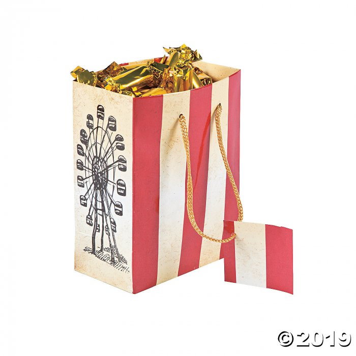 Small Vintage Circus Gift Bags with Tags (Per Dozen)
