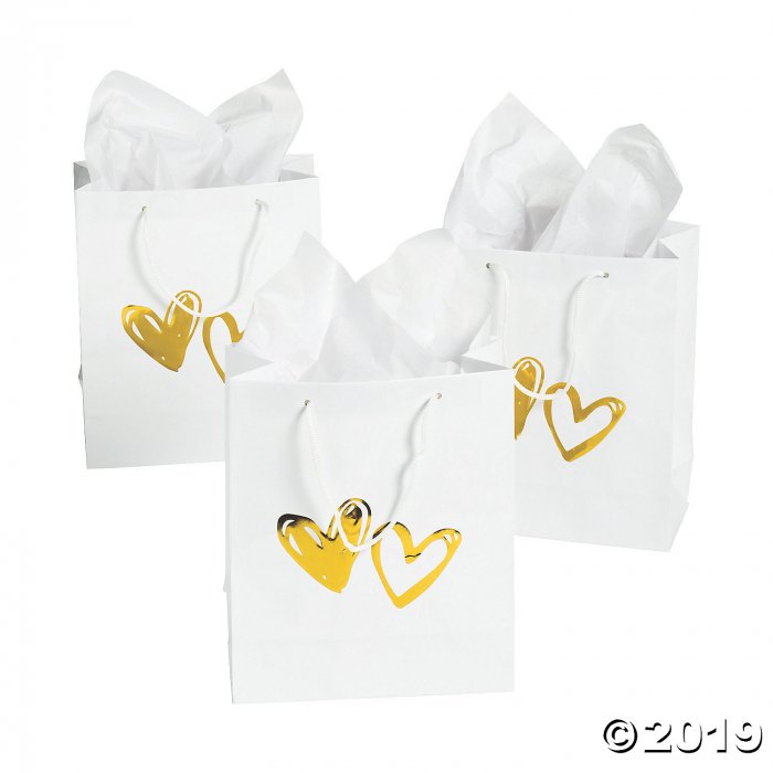 Hearts Gift Bags with Gold Foil (Per Dozen)