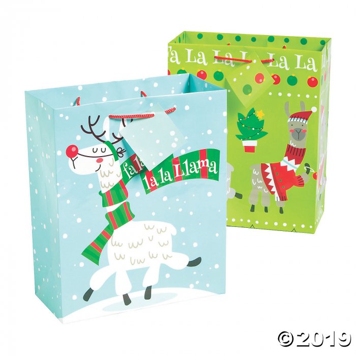 Medium Christmas Llama Gift Bags (Per Dozen)