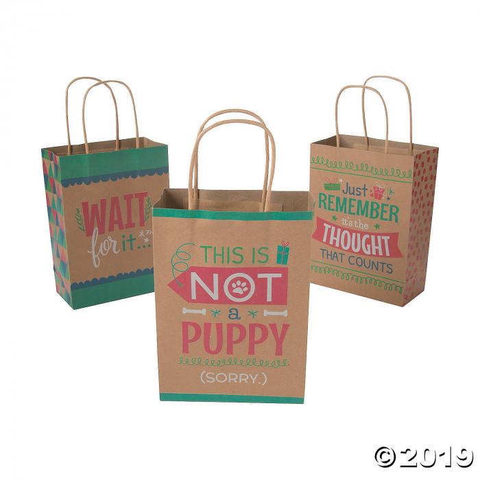 Medium Fun Sayings Kraft Paper Gift Bags (Per Dozen)