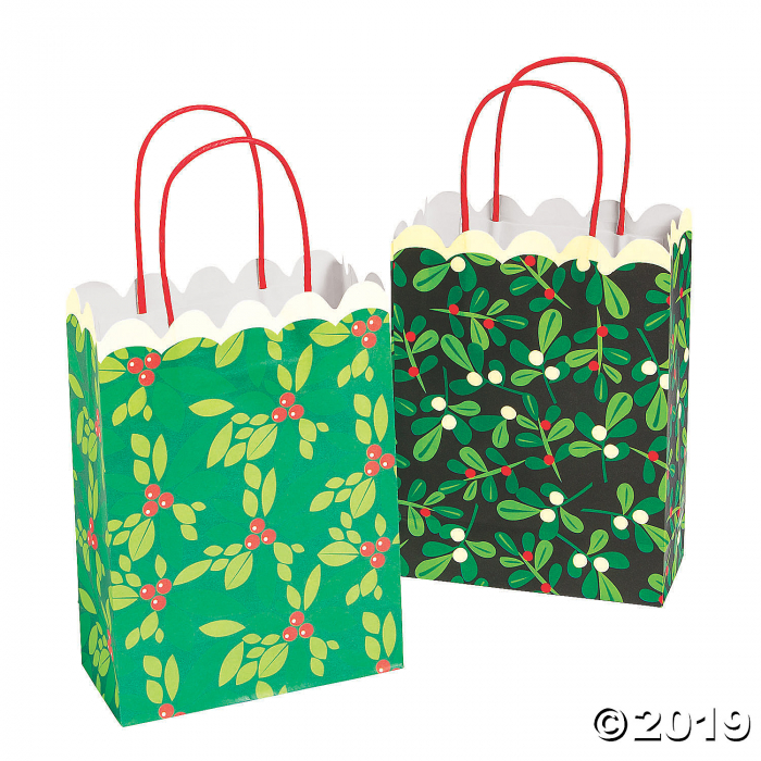 Medium Christmas Scalloped Edge Gift Bags (Per Dozen)