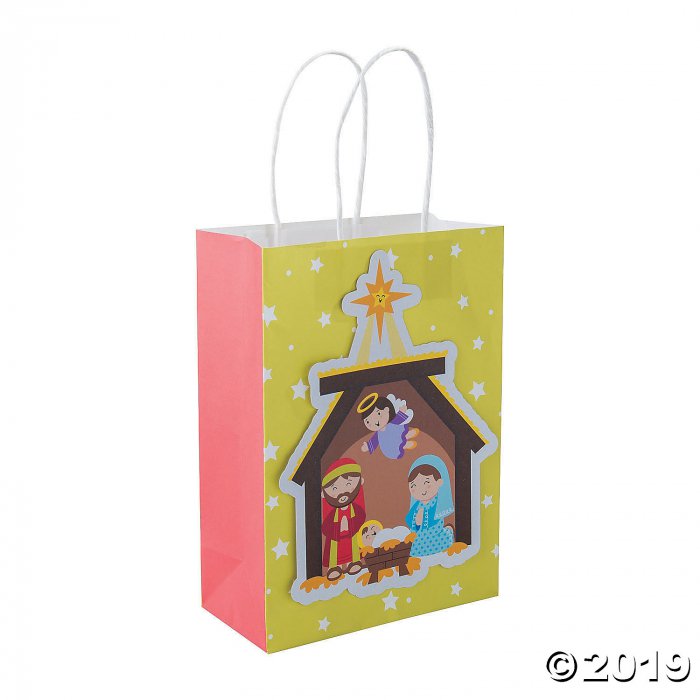 Medium Nativity Printed Cardstock Gift Bags (Per Dozen)