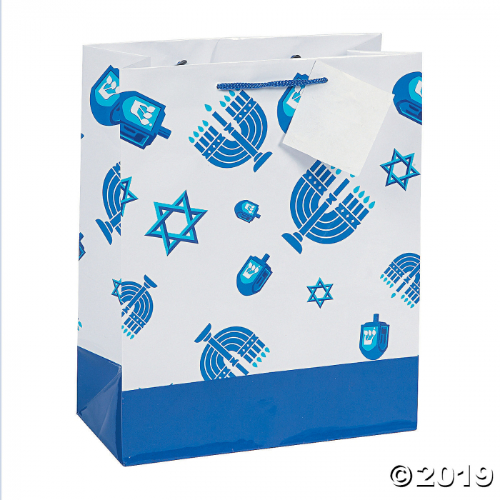 Medium Hanukkah Icons Gift Bags with Gift Tags (Per Dozen)