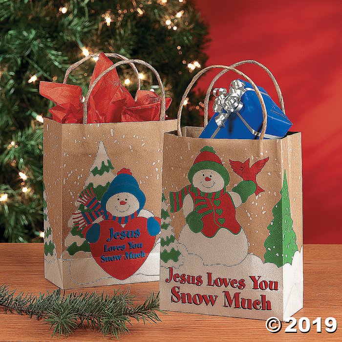 Medium Jesus Loves You Snow Much Gift Bags (Per Dozen)
