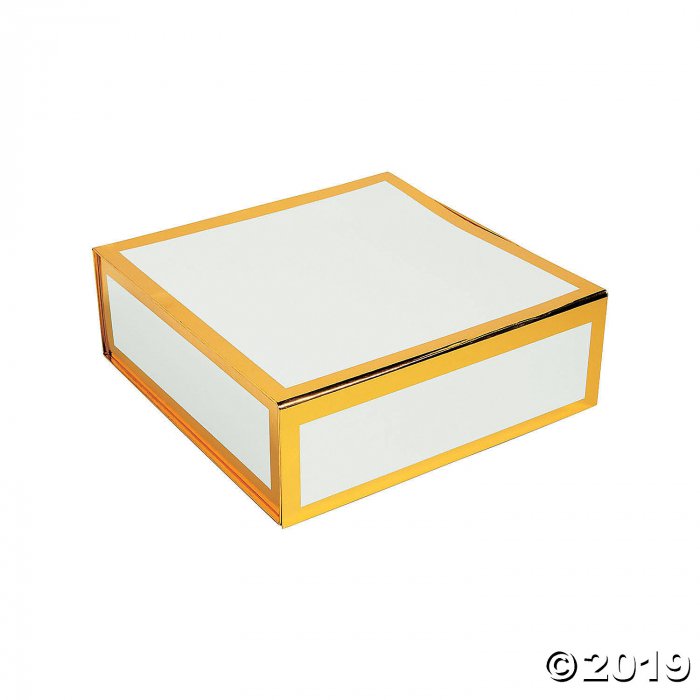 White Square Gift Box with Gold Foil Trim (1 Piece(s))