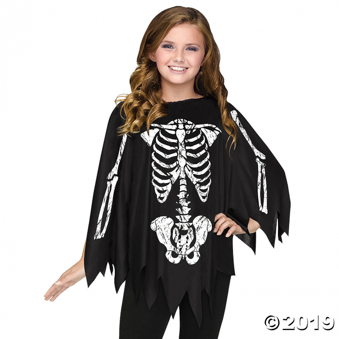 Women's & Girl's Skeleton Poncho Costume (1 Piece(s))