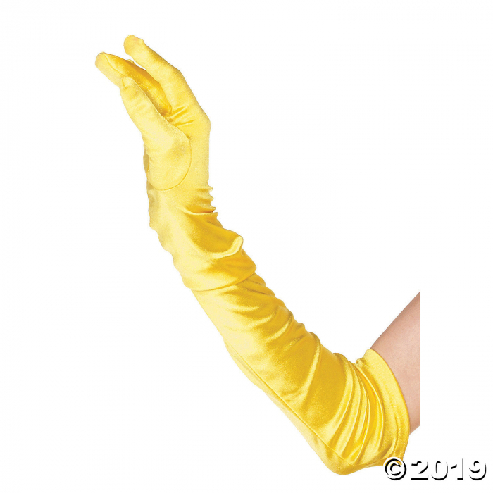 Long Yellow Satin Gloves (1 Pair)