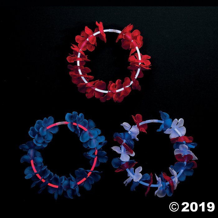 Patriotic Glow Lei Necklaces - 12 Pc. (Per Dozen)