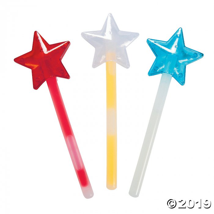 Mini Patriotic Star Glow Wands (Per Dozen)