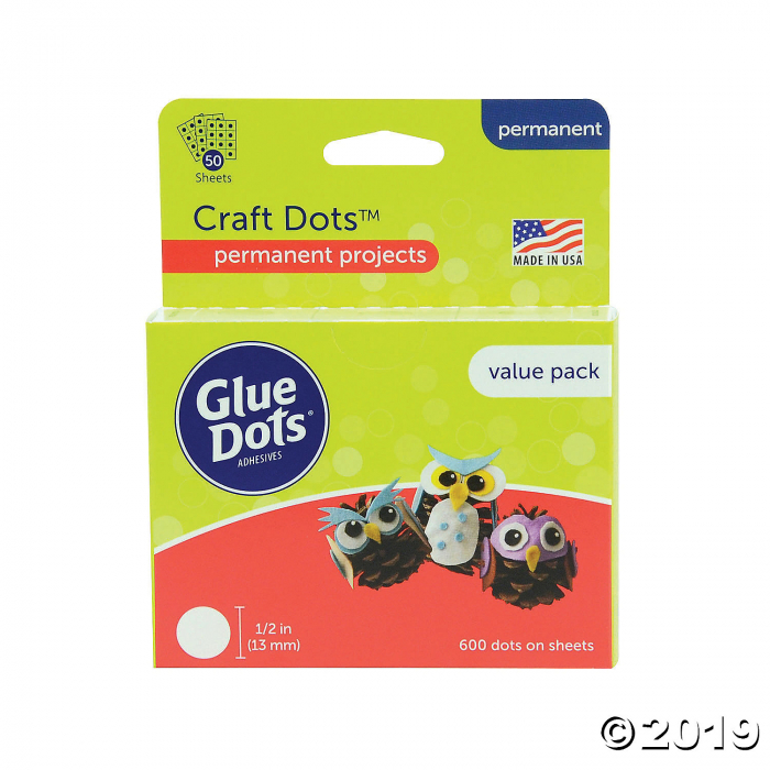 1/2" GlueDots® Clear Adhesive Dots - 600 pc