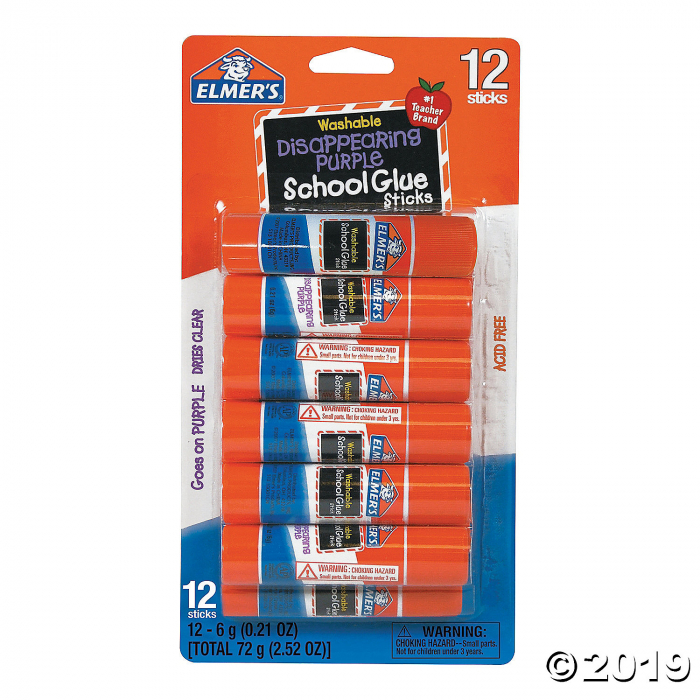 .21 oz Elmer's® School Disappearing Washable Glue Sticks - 12 pc (Per Dozen) .21 oz Elmer's® School Disappearing Washable Glue Sticks - 12 pc (Per Dozen)