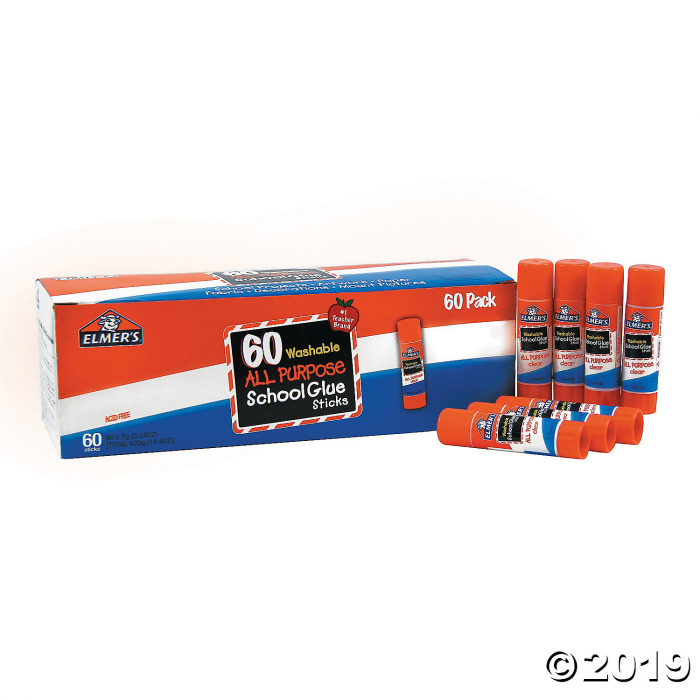 .24 oz Elmer's® All-Purpose Washable School Glue Sticks Classroom Pack - 60 Pack (60 Piece(s)) .24 oz Elmer's® All-Purpose Washable School Glue Sticks Classroom Pack - 60 Pack (60 Piece(s))