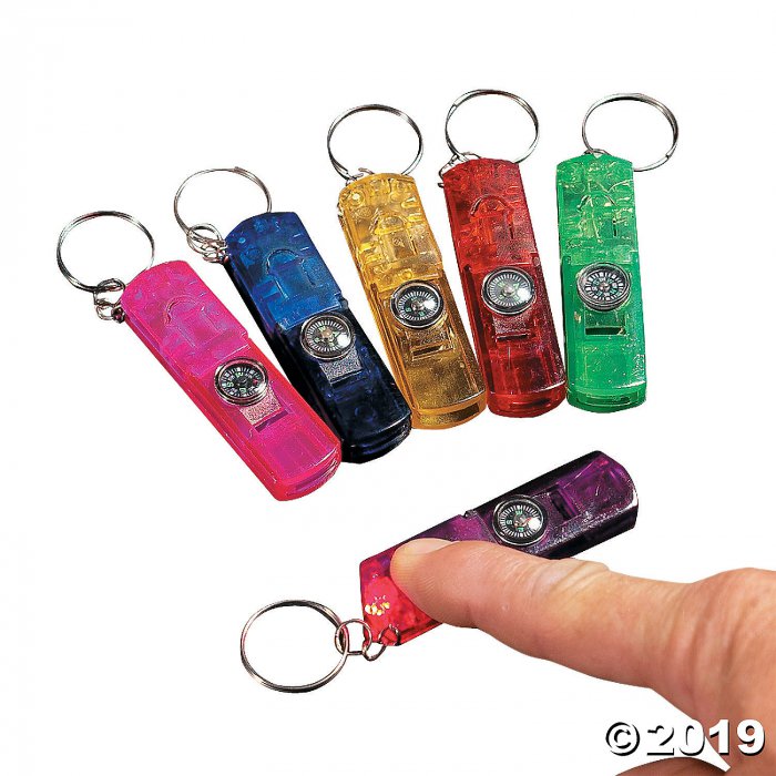 3-In-1 Whistle, Toy Compass & Light Keychains (Per Dozen)