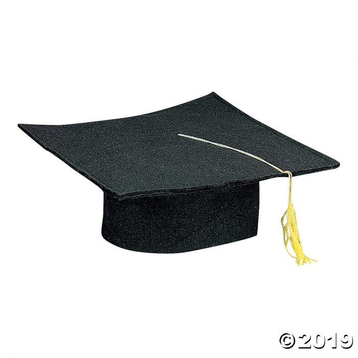 Kid's Felt Black Graduation Mortarboard Hats (Per Dozen)