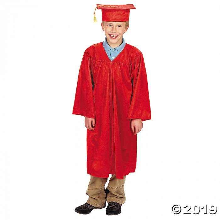 Red Elementary Graduation Cap & Gown Set (1 Set(s))