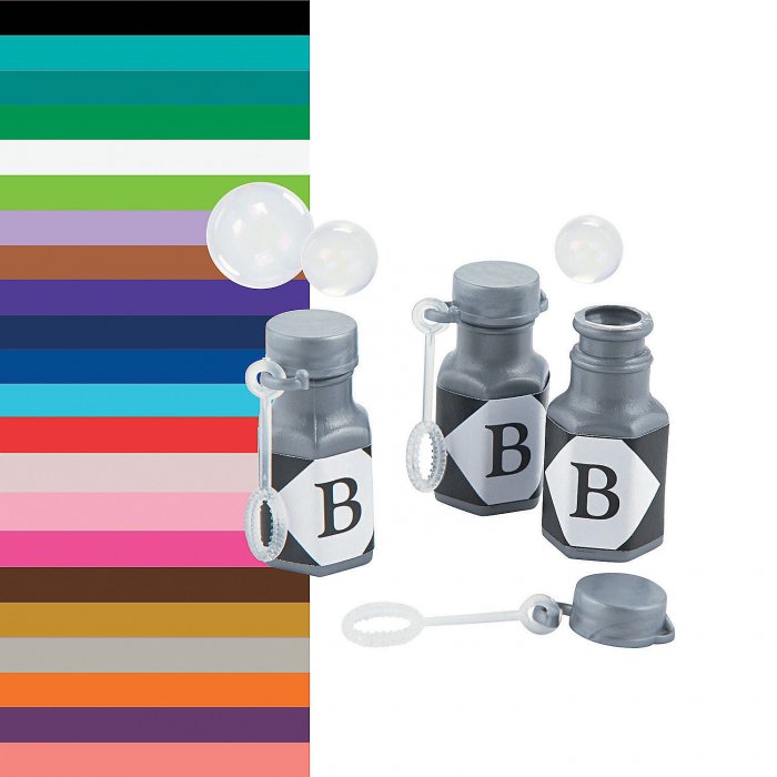 Personalized Monogram Silver Mini Bubble Bottles (48 Unit(s))