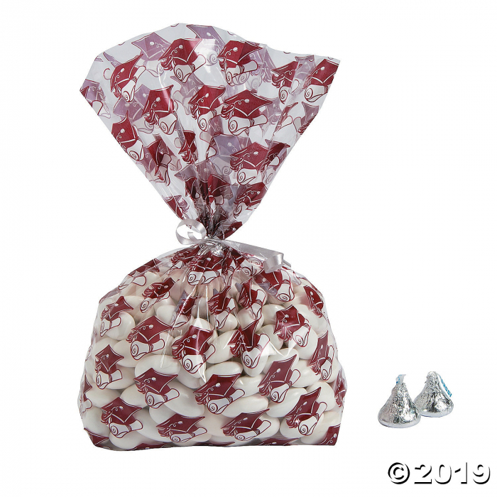Burgundy Graduation Cellophane Bags (Per Dozen)