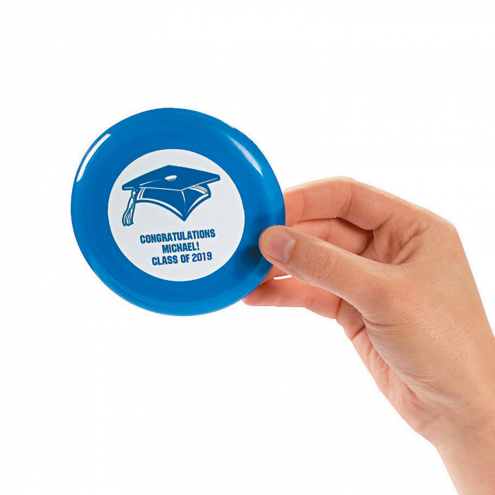 Blue Personalized Graduation Mini Discs (72 Piece(s)) | GlowUniverse.com