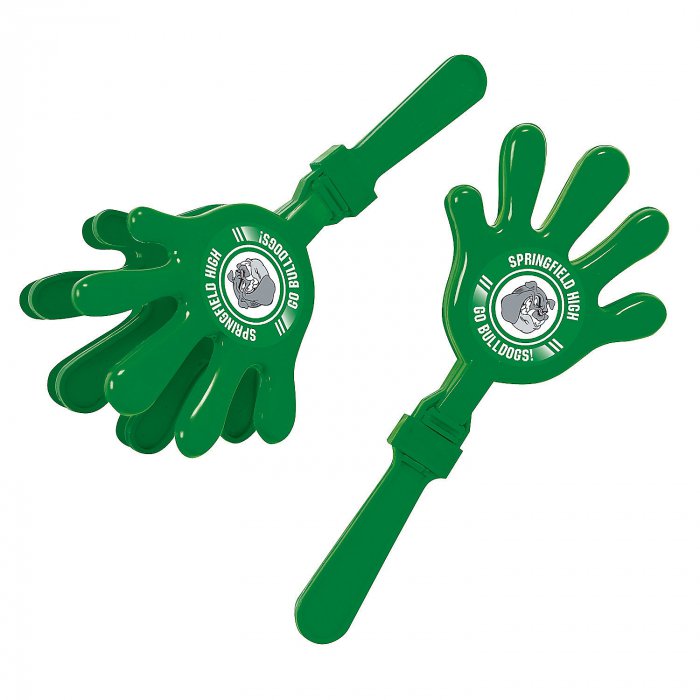Green Team Spirit Custom Photo Hand Clappers (Per Dozen)