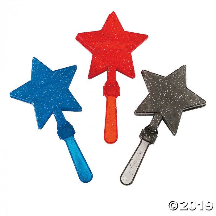 Patriotic Glitter Star Clappers (Per Dozen)