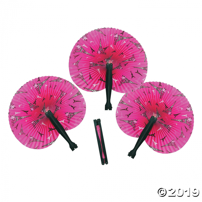 Perfectly Paris Folding Hand Fans (Per Dozen) Perfectly Paris Folding Hand Fans (Per Dozen)