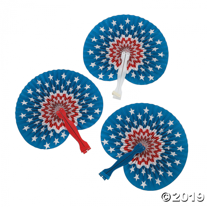 Mini Patriotic Folding Hand Fans (Per Dozen)