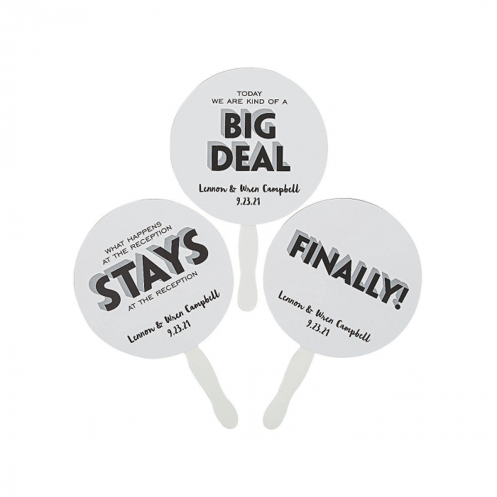 Personalized Funny Wedding Favor Hand Fans (Per Dozen)