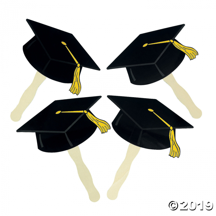 Black Graduation Cap Fans (Per Dozen)